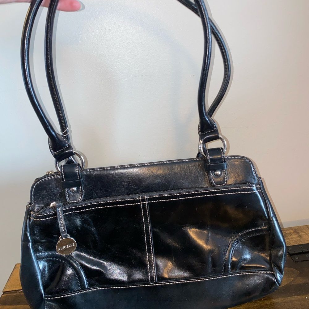 Aurielle Black Leather Shoulder Purse Bag NWT
